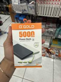 α GOLD 5000mAh移动电源，便携式充电宝，适用于手机和平板