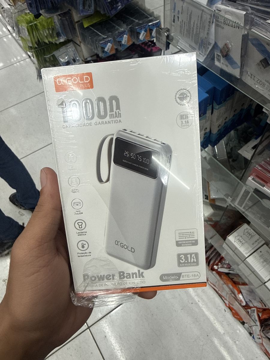 AGOLD 10000mAh移动电源，带LED显示，银色，快速充电