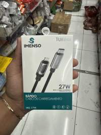 IMENSO 27W快充数据线，Type-C转Lightning，黑色，耐磨设计