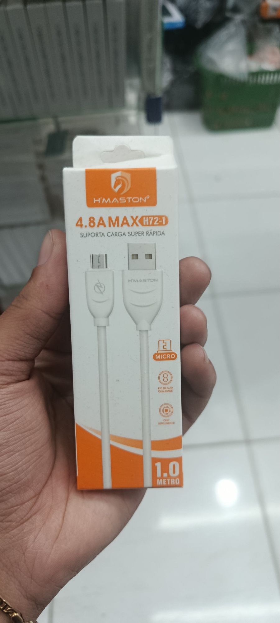 HMASTON 1米快充数据线，4.8A，适用于Micro USB，白色