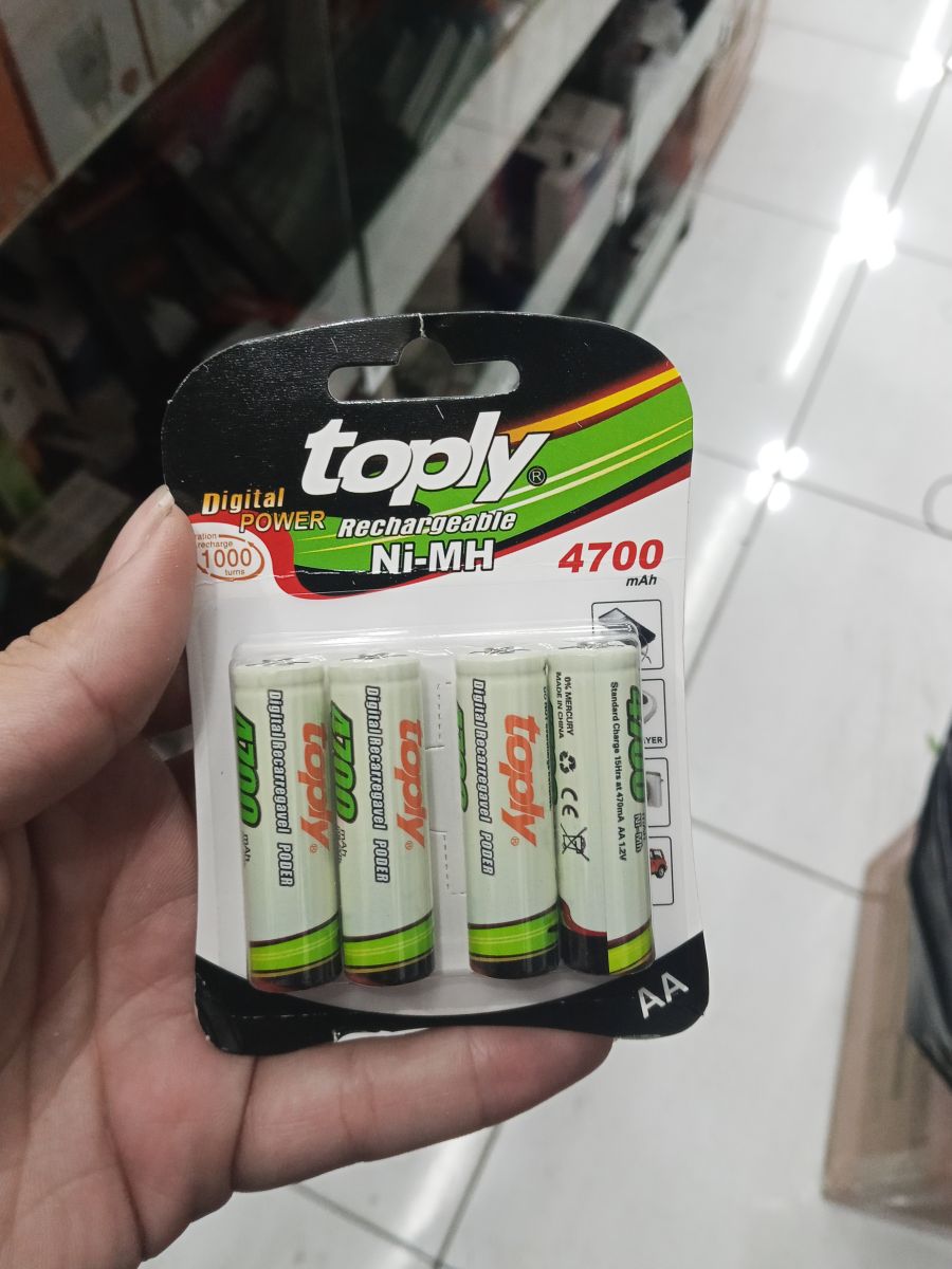 Toply 充电电池 AA 4700mAh 4节装，适用于数码产品