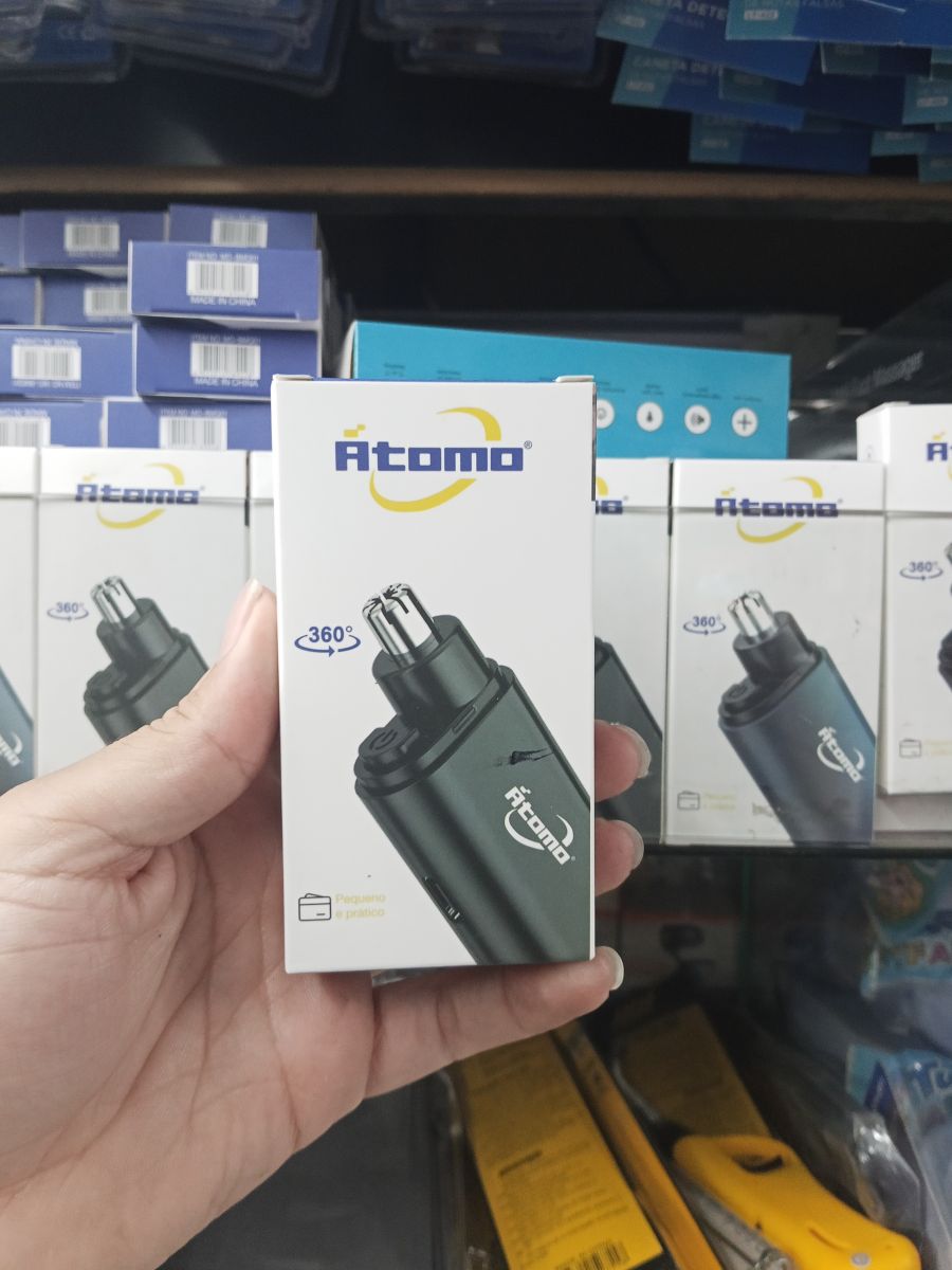 Atomo 360°电动鼻毛修剪器，便携式剃须用品，蓝色