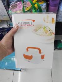 电子午餐盒，便携式加热饭盒，白色橙色，适合办公室和旅行