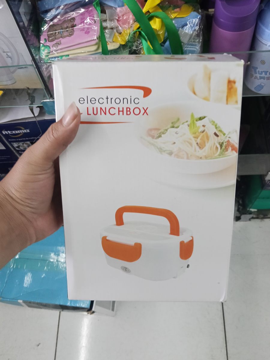 电子午餐盒，便携式加热饭盒，白色橙色，适合办公室和旅行