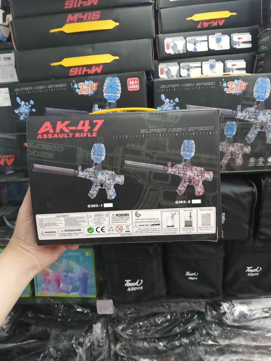 2合1 AK-47 攻击步枪玩具，适合14岁以上，超高速度，蓝色