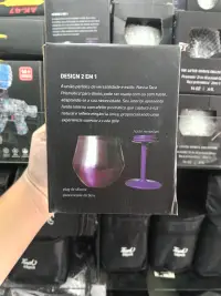 多功能水杯，紫色，设计2合1，适用于各种饮品，带硅胶底座