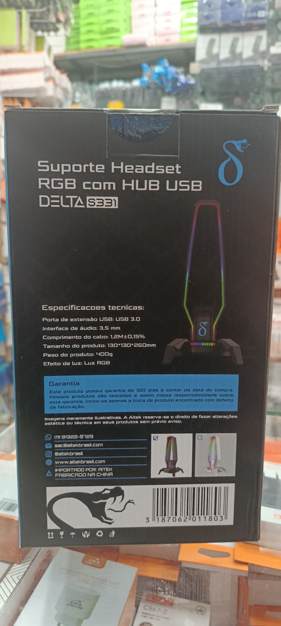 DELTA 683 RGB耳机支架，USB集线器，带3.0和3.5mm接口