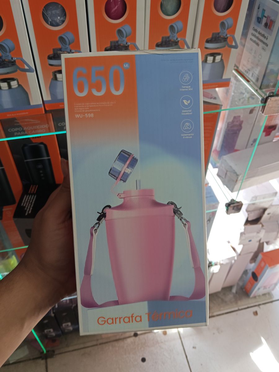 Garrafa Térmica 650ml WJ-598，粉色，便携式保温瓶，适合户外旅行