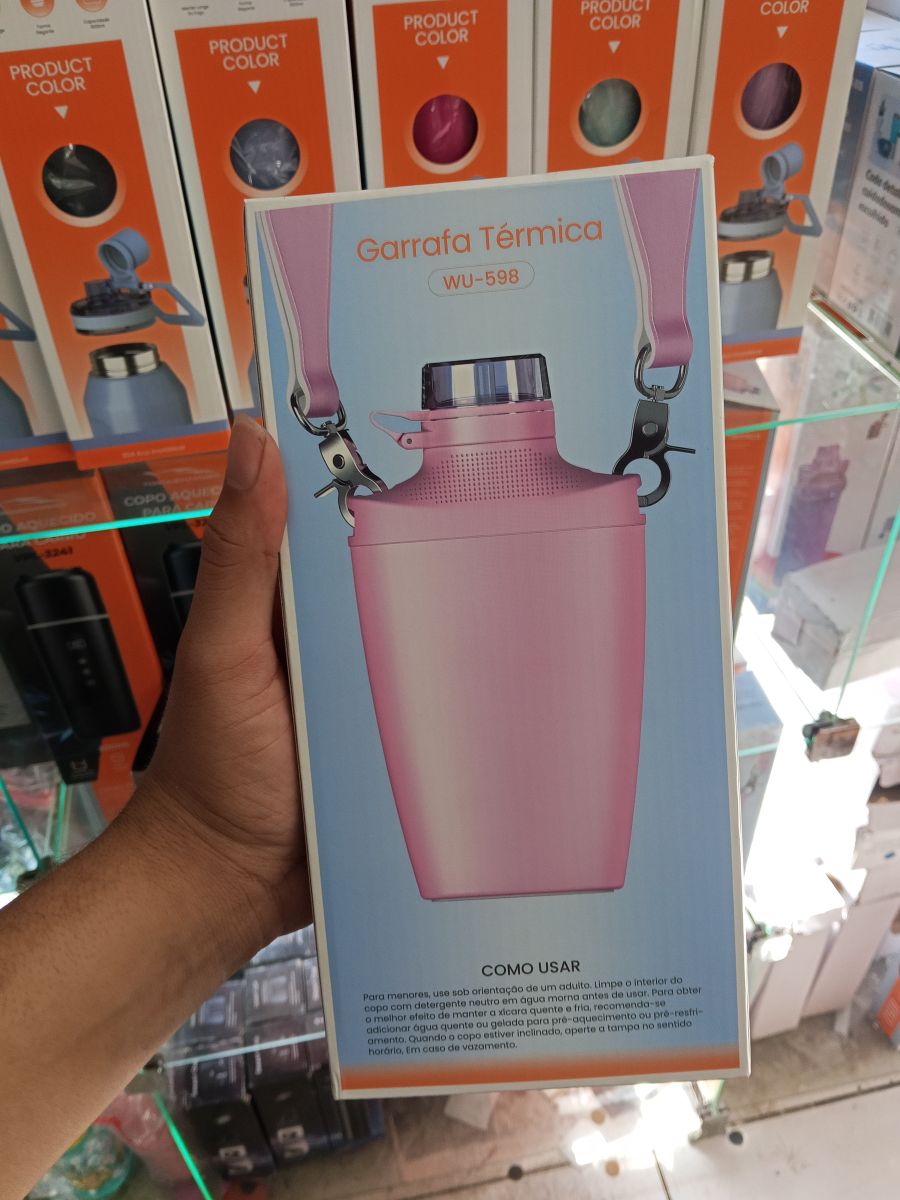 Garrafa Térmica 650ml WJ-598，粉色，便携式保温瓶，适合户外旅行