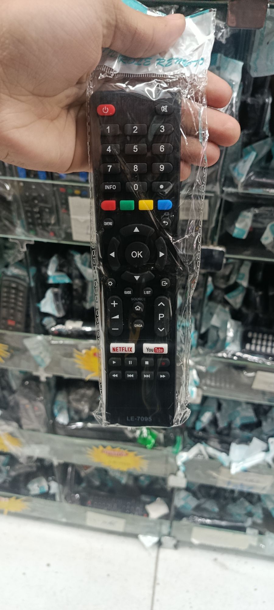 LE-7522电视遥控器，带Netflix快捷键，黑色，适用于多种品牌
