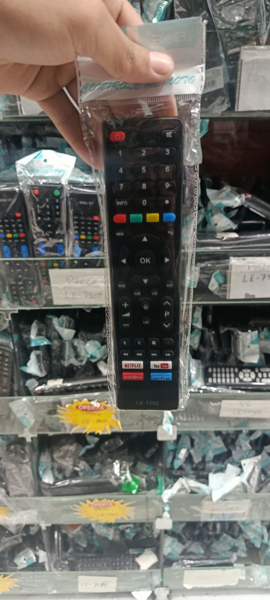 LE-7522电视遥控器，带Netflix快捷键，黑色，适用于多种品牌