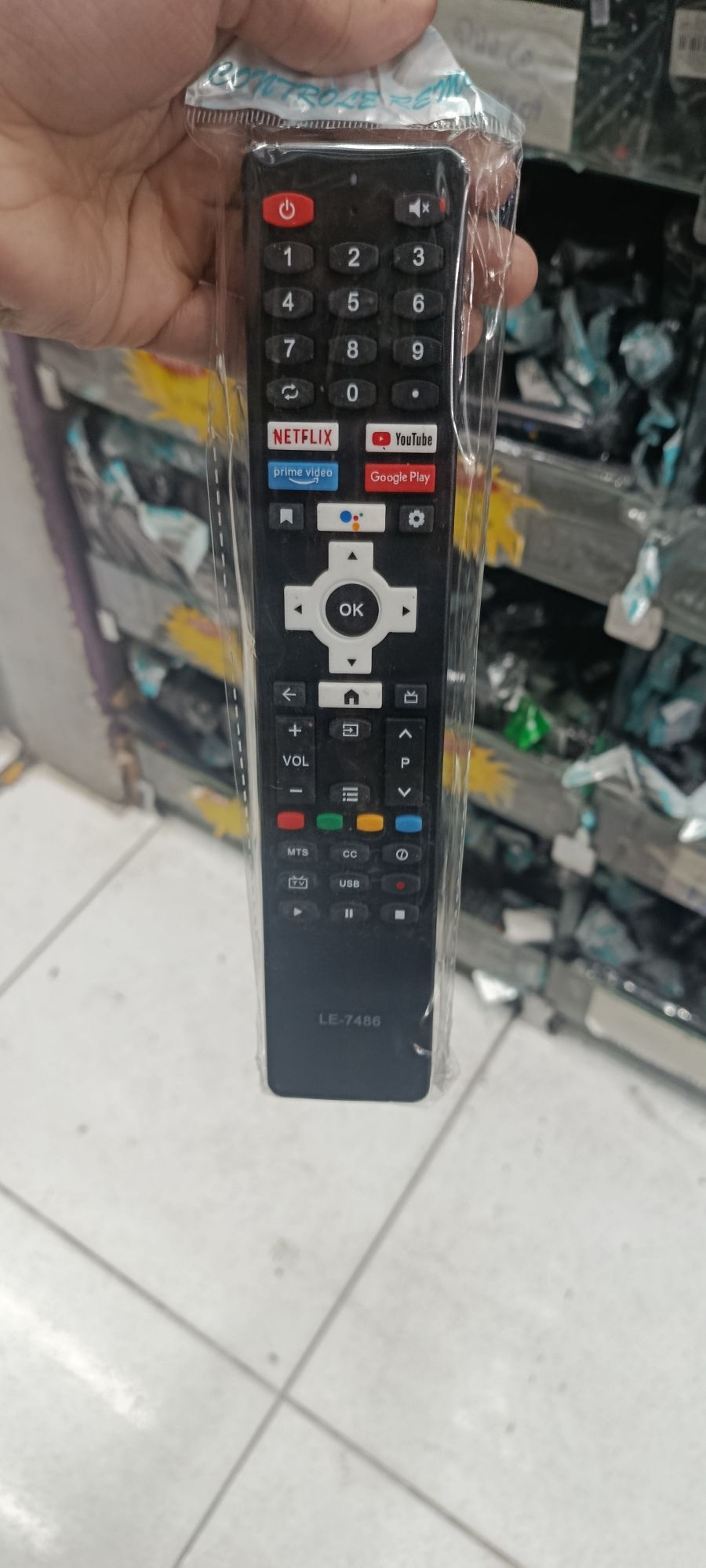 LE-7522电视遥控器，带Netflix快捷键，黑色，适用于多种品牌