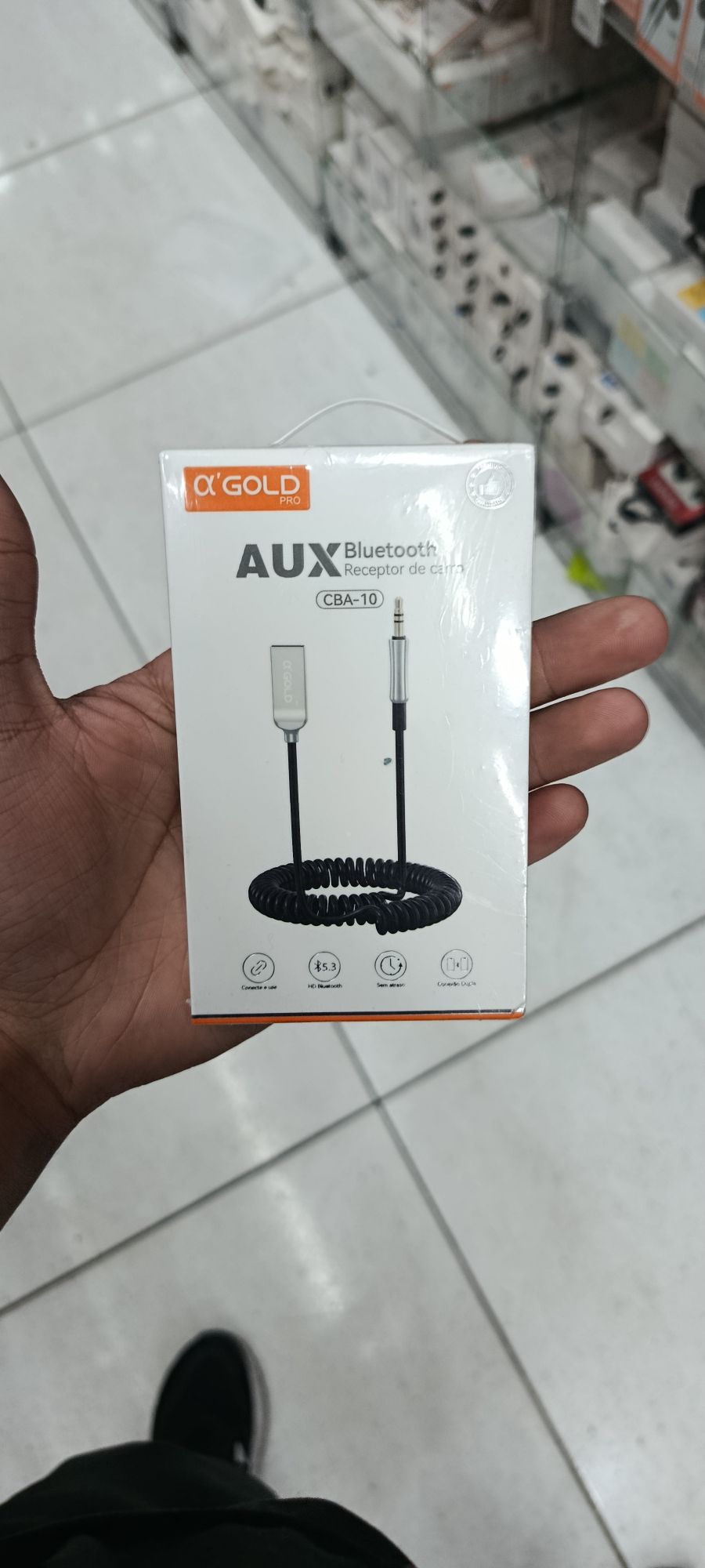 αGOLD AUX蓝牙接收器 CBA-10，适用于音频设备，便携设计，黑色