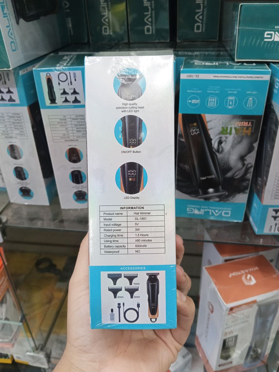 达灵专业剃须刀 DL-1851，电动理发器，黑色，带LED显示，适合家庭使用