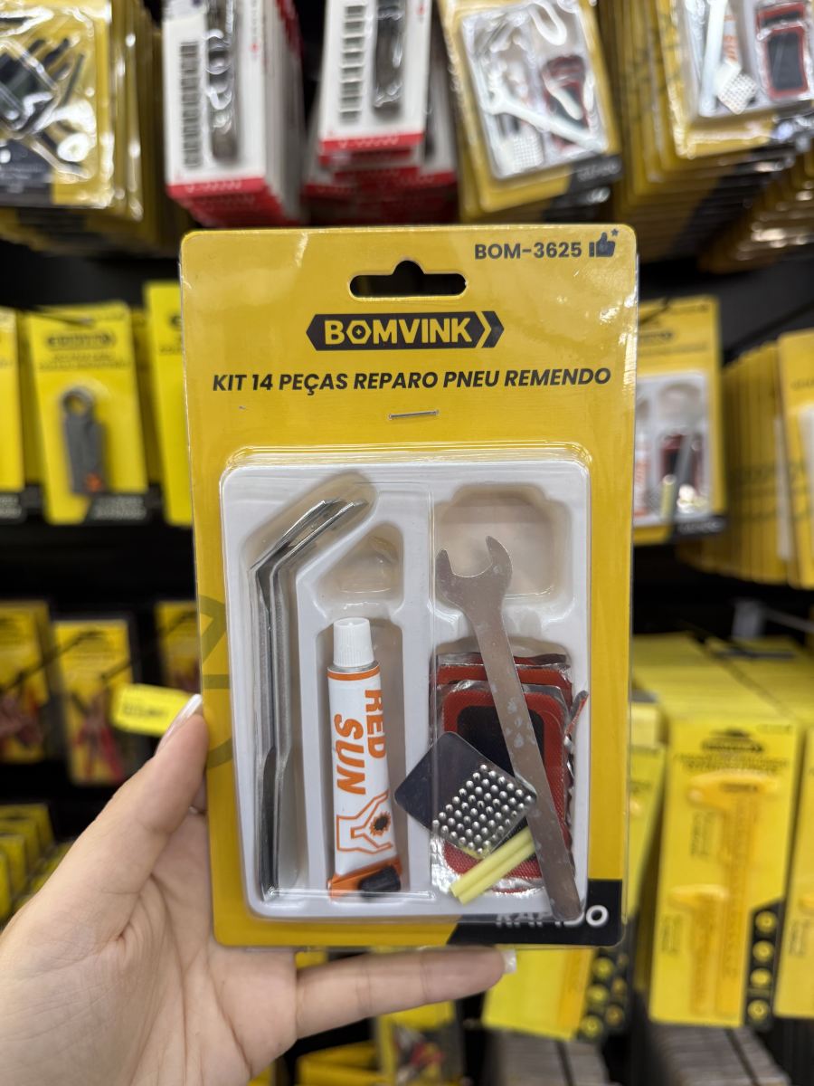 BOMVINK 14件套轮胎修理工具套件，含胶水、扳手、修补片