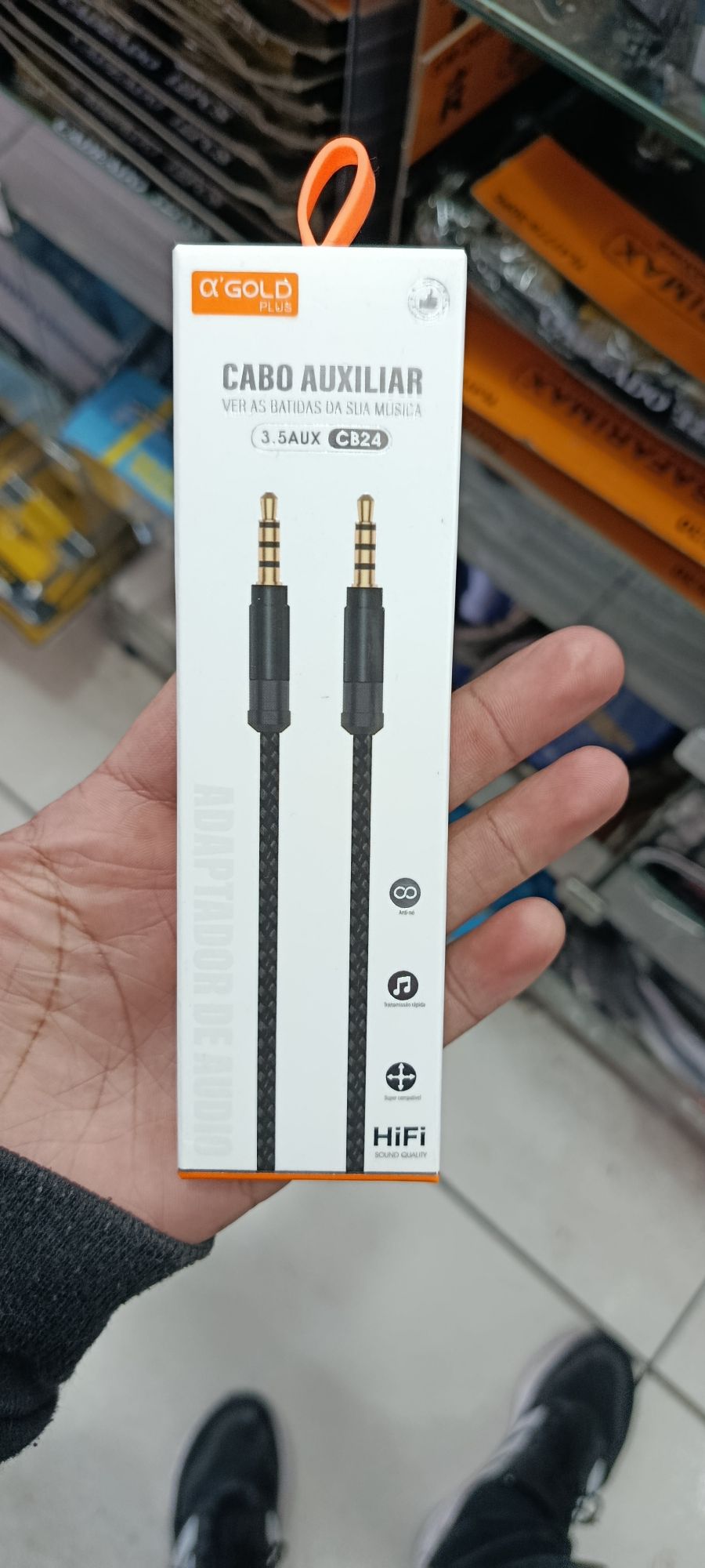 αGOLD 3.5mm AUX音频线，黑色，HiFi音质，适用于手机和音响