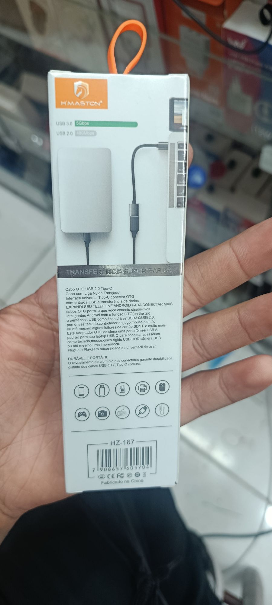 H'MASTON USB 3.0 OTG Tipo-C 数据线，黑色，型号HZ-167