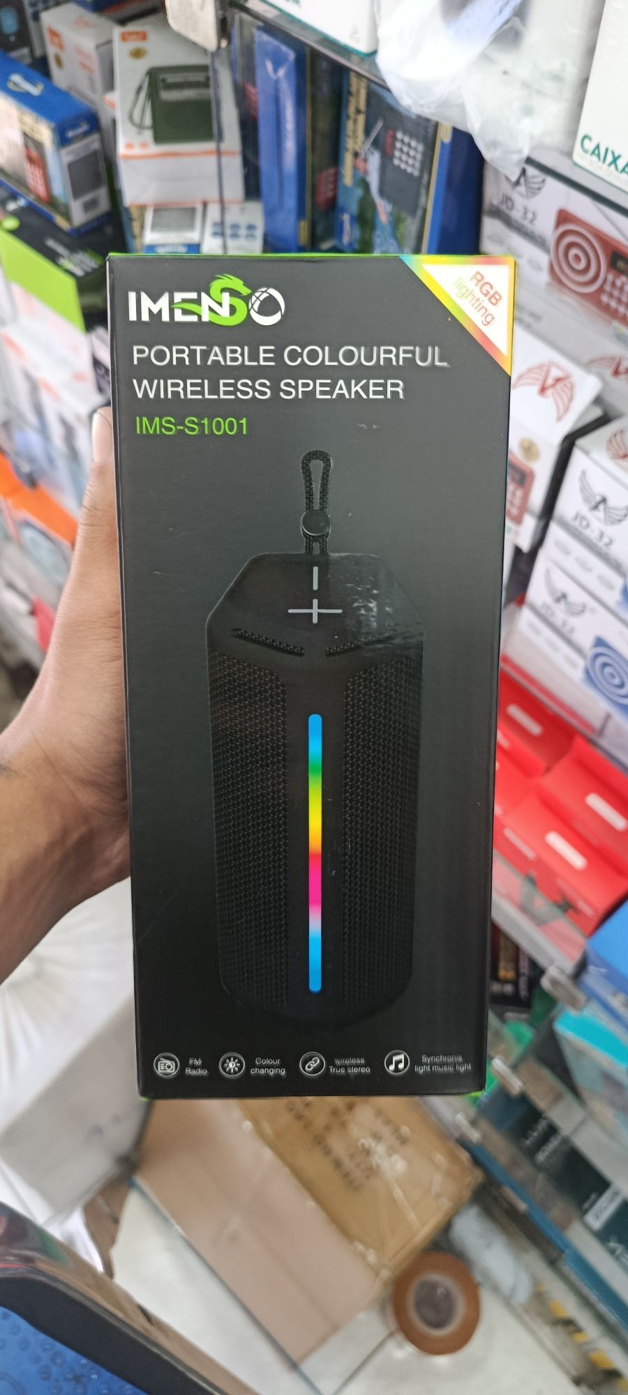 IMENSO便携彩色无线音箱 IMS-S1001，蓝牙音响，带LED灯，黑色