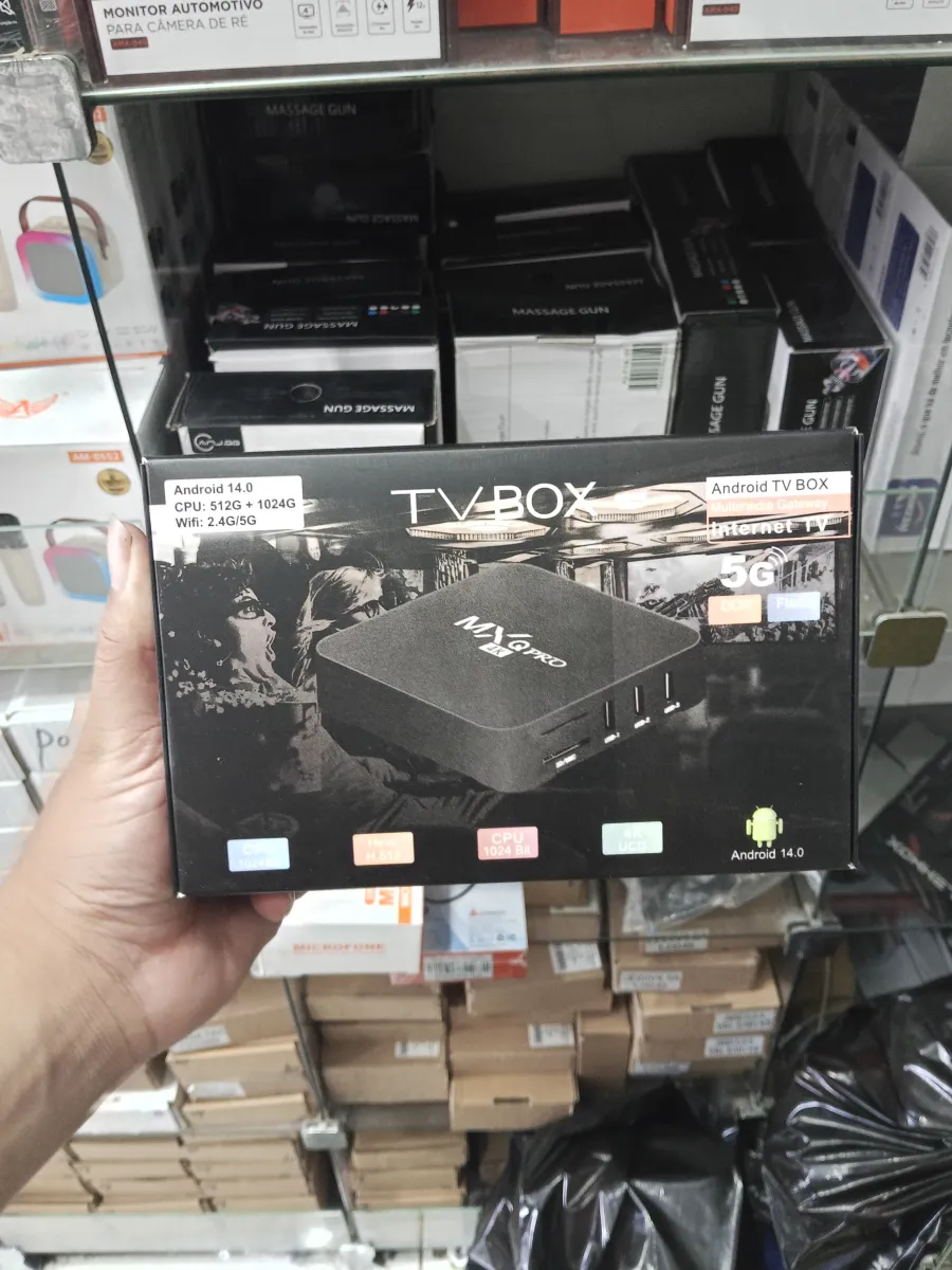 安卓电视盒子，支持5G网络，内存2GB，存储空间1024GB，Android 14.0系统