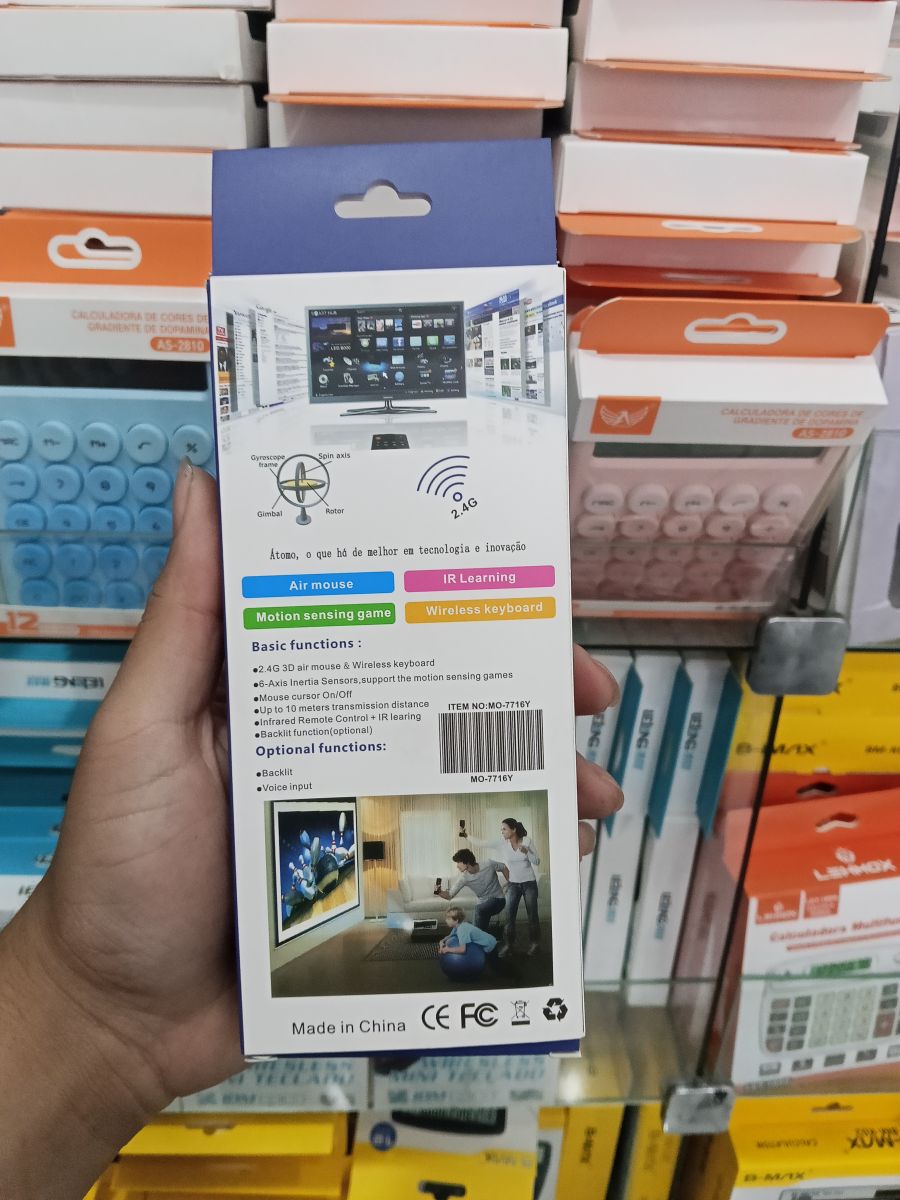 Atoma 空中飞鼠遥控器 MO-7716，2.4GHz 无线，适用于智能电视，黑色