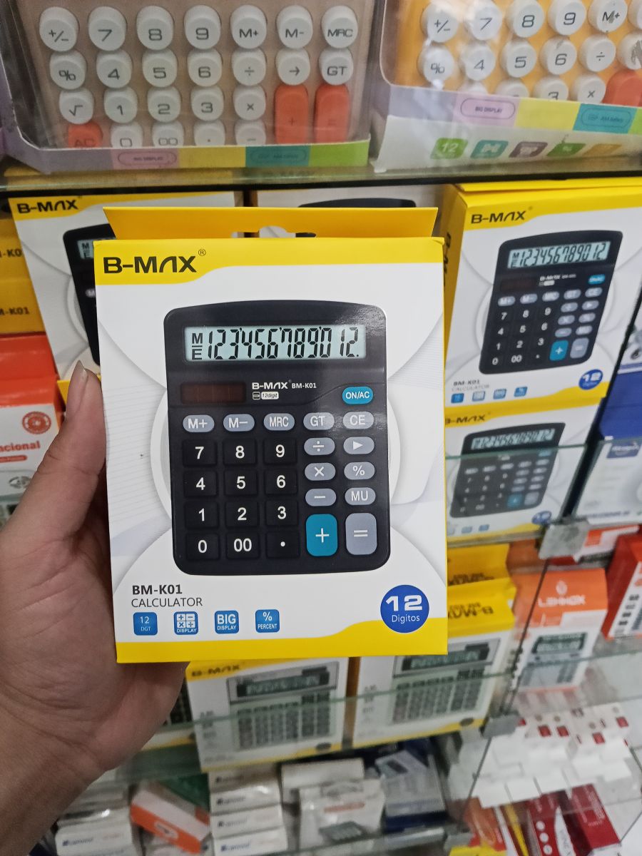 B-MAX BM-K01 12位计算器，适合学生和办公室使用，功能齐全，便携设计