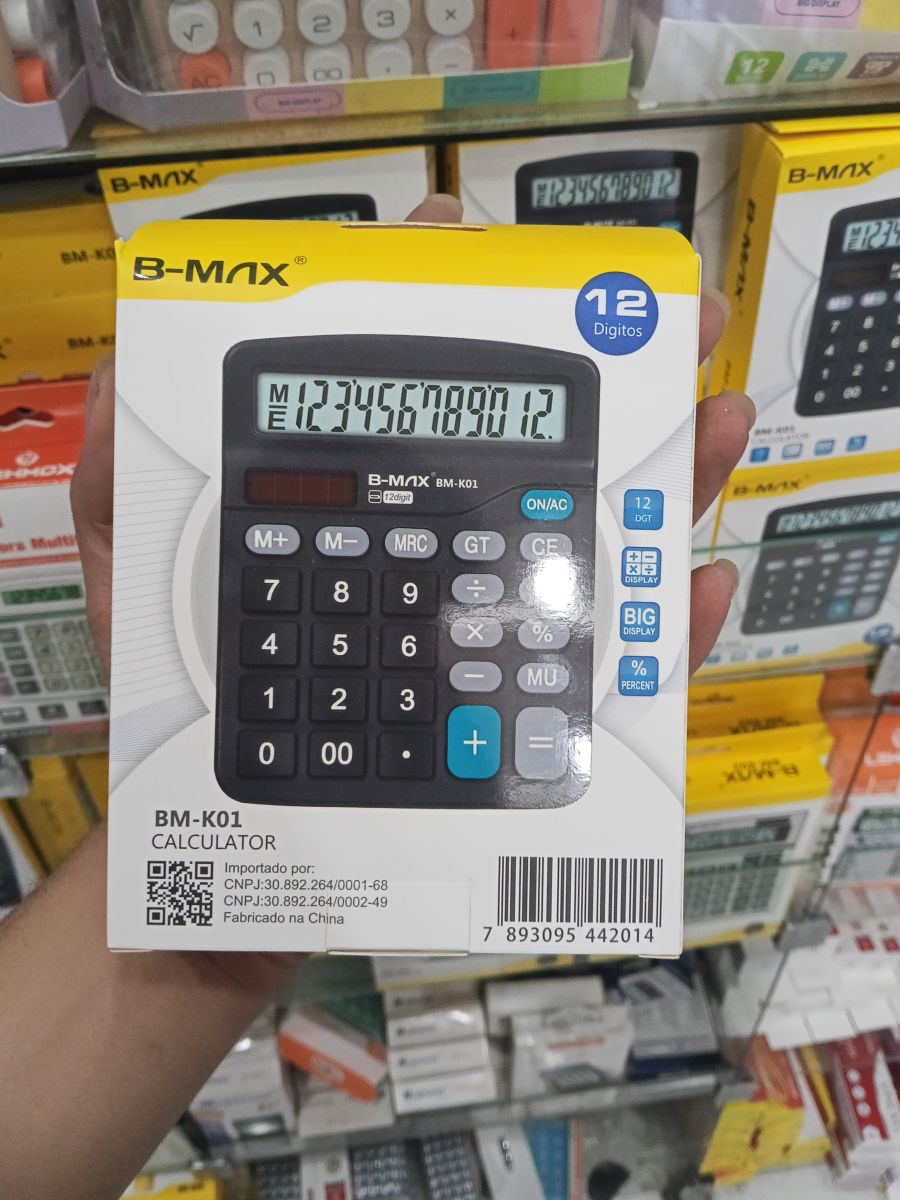 B-MAX BM-K01 12位计算器，适合学生和办公室使用，功能齐全，便携设计
