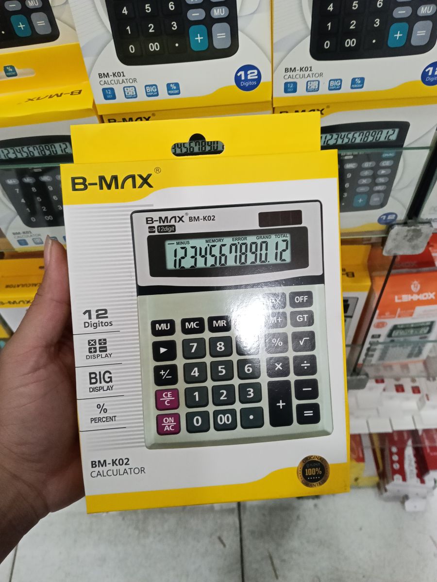 B-MAX BM-K02 12位大显示计算器，适合学生和办公使用