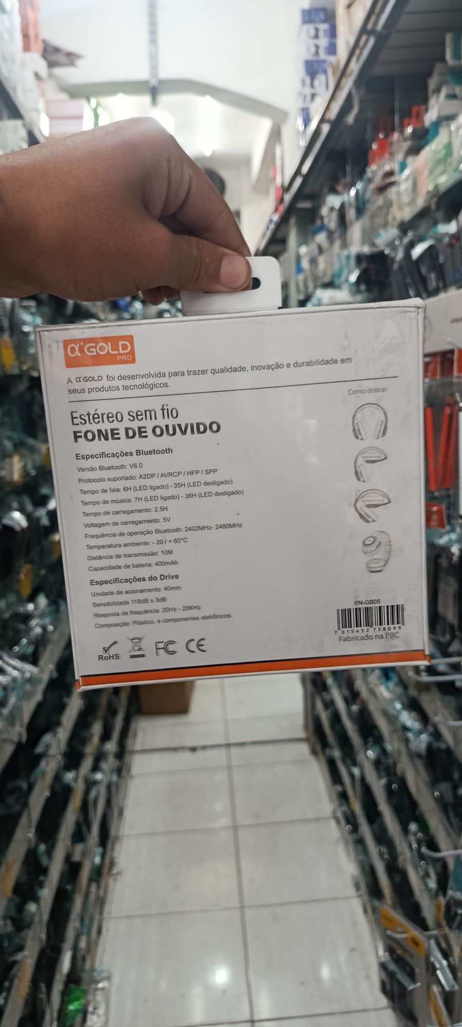 α GOLD Pro 无线耳机 Fone de Ouvido FN-G805，蓝牙，6小时续航，黑色
