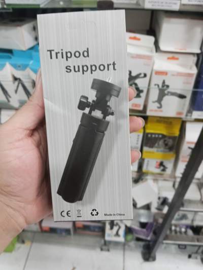 桌面三脚架支架，黑色，便携式设计，适用于手机和相机