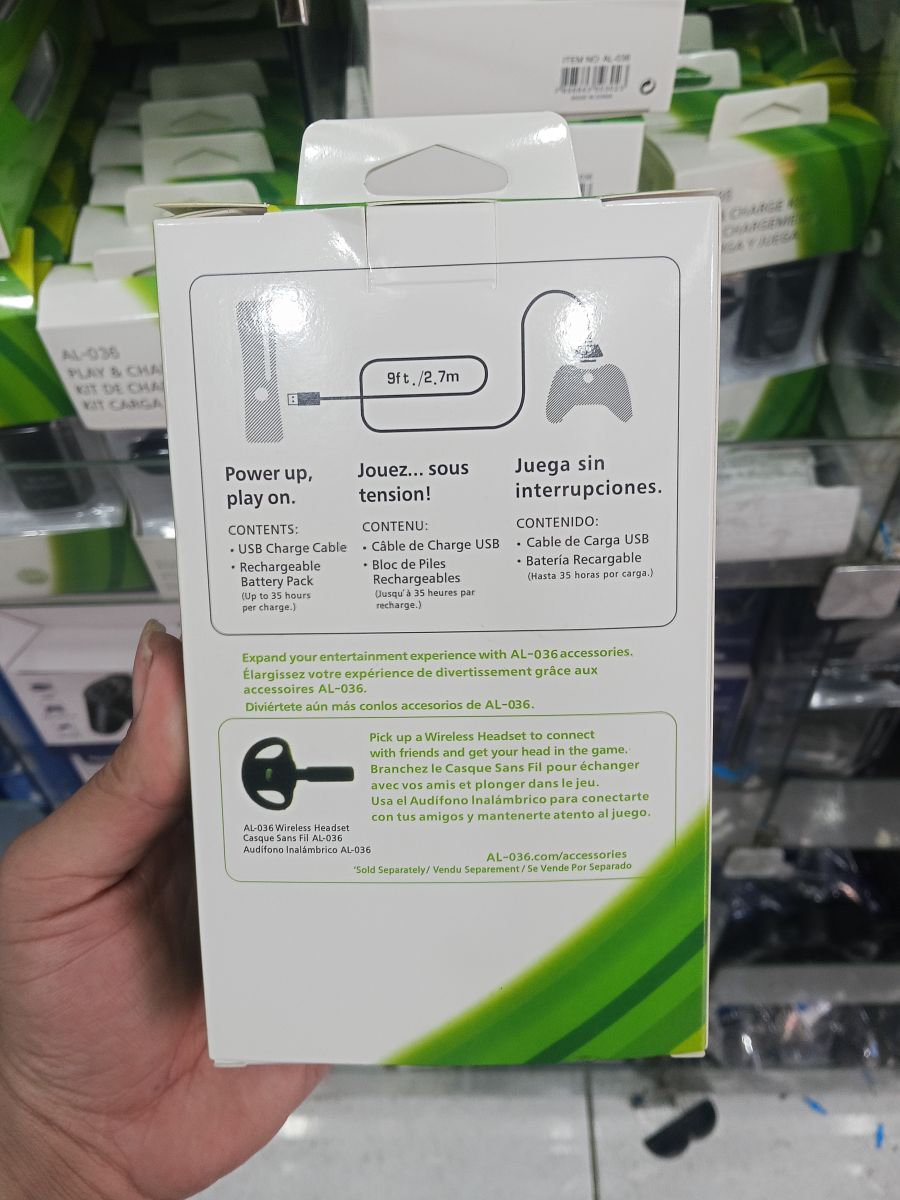 AL-036 游戏手柄充电套件，适用于Xbox，包含充电线和电池，黑色