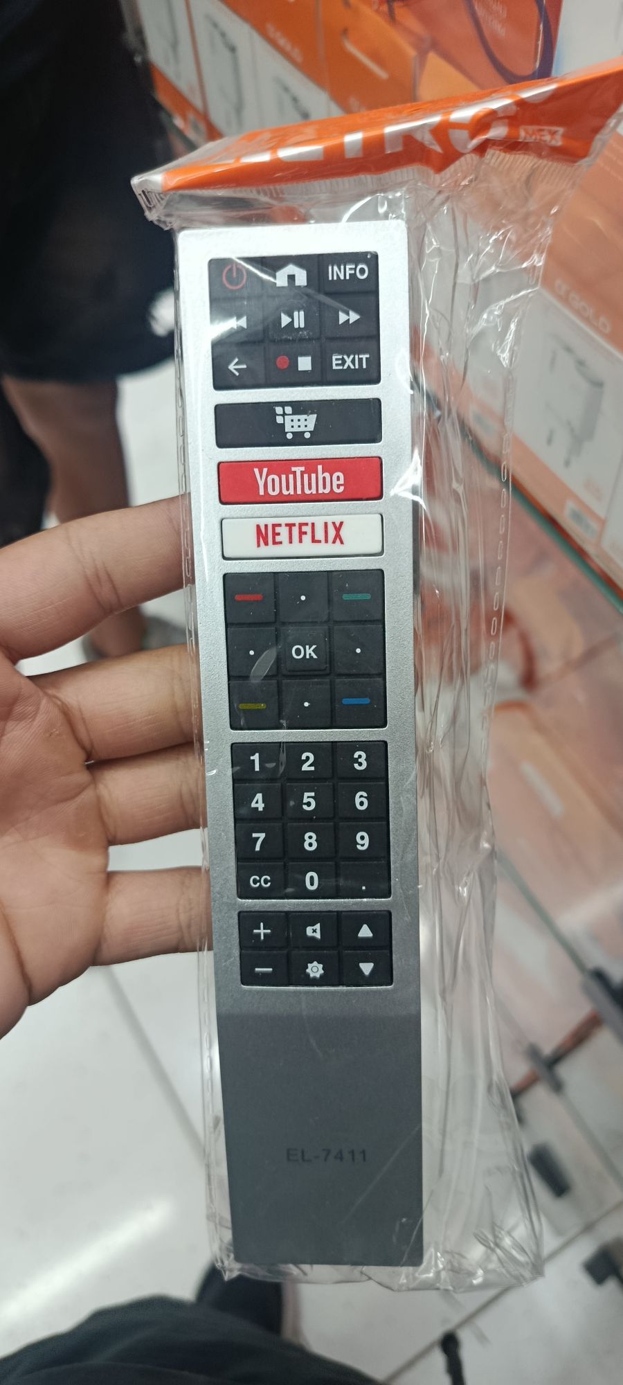 遥控器 ，适用于智能电视，支持Netflix、DAZN、Deezer，黑色
