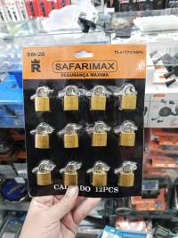 SAFARIMAX 12个装黄铜挂锁，安全锁具，适用于多种场合