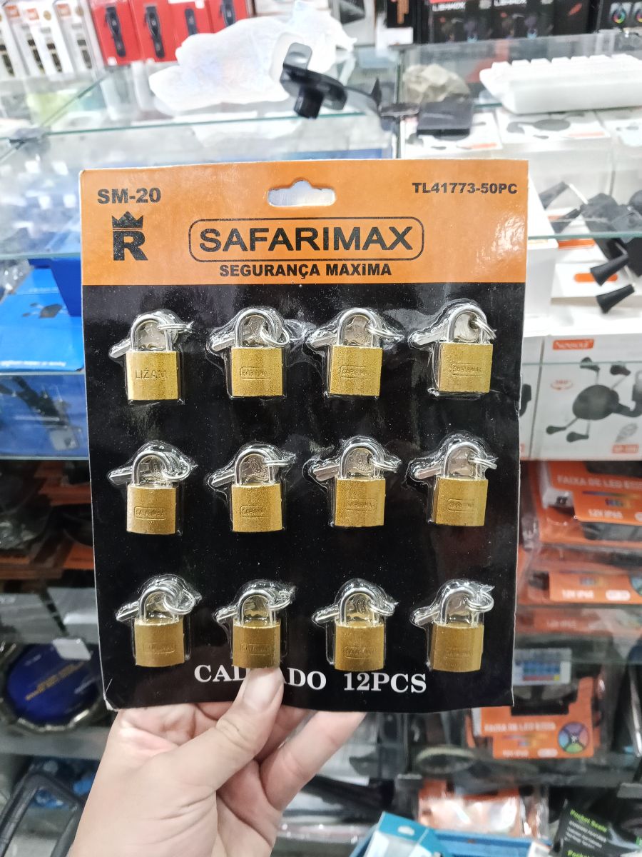 SAFARIMAX 12个装黄铜挂锁，安全锁具，适用于多种场合