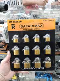 SAFARIMAX 12个装黄铜挂锁，规格SM-20/25/30，安全防盗锁具
