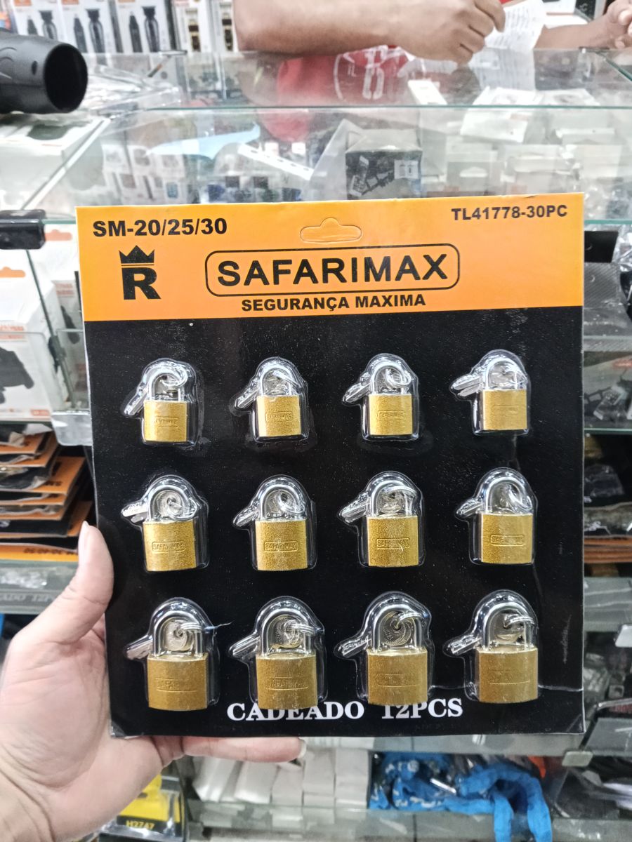 SAFARIMAX 12个装黄铜挂锁，规格SM-20/25/30，安全防盗锁具