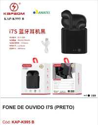 Kapbom kap-k995 b 蓝牙耳机 I7S 黑色，续航20小时，适用于多种设备