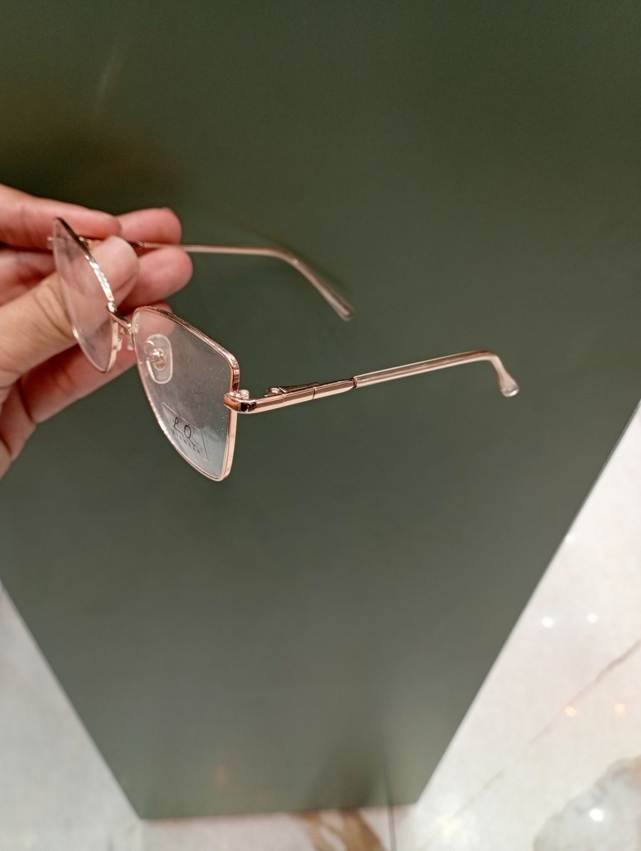 时尚猫眼眼镜，L.A. Eyewear，透明镜片，金色框架
