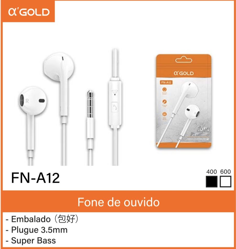 αGOLD FN-A12耳机，3.5mm插头，超重低音，包装完好