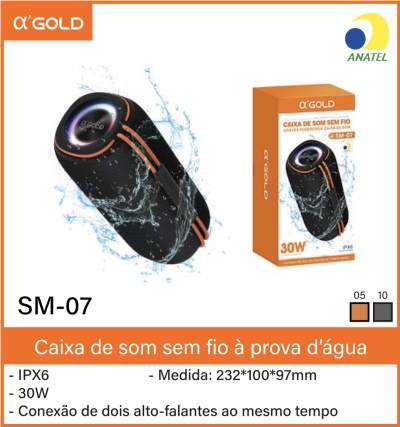 α'GOLD SM-07 无线蓝牙音箱 IPX6 防水 30W