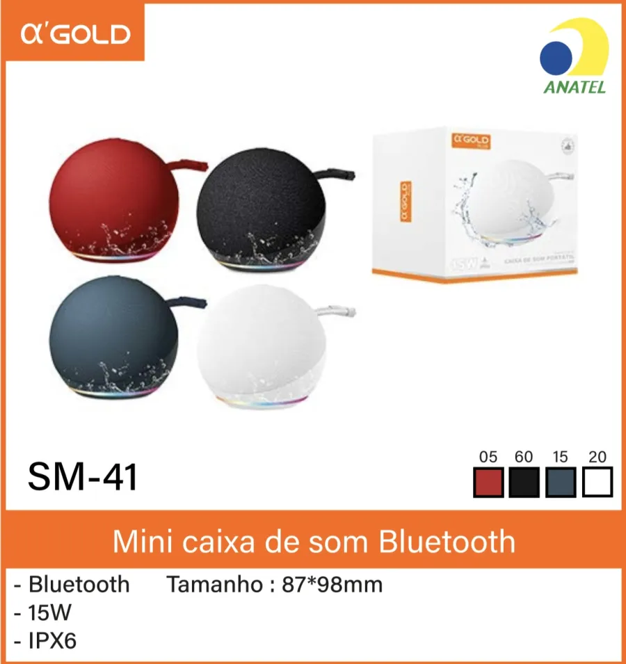 α-GOLD SM-41 蓝牙迷你音箱，15W，IPX6防水，红色/黑色/白色可选
