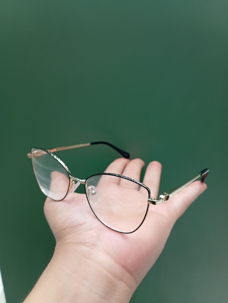时尚猫眼眼镜，金属框架，蓝色细节，适合日常佩戴