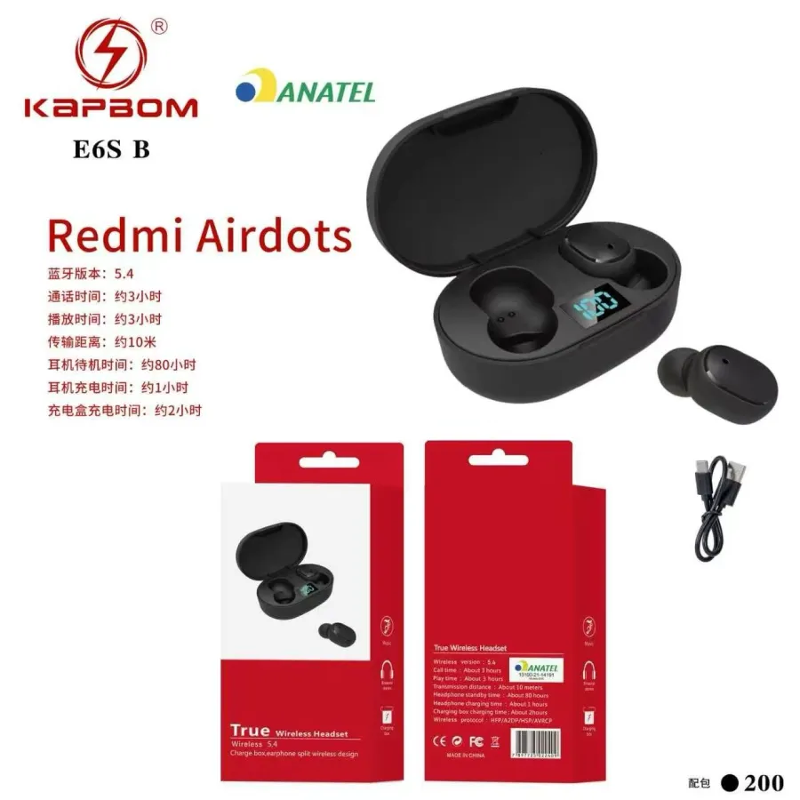 Kapbom Redmi Airdots 无线耳机，蓝牙5.4，续航约3小时，充电盒，黑色