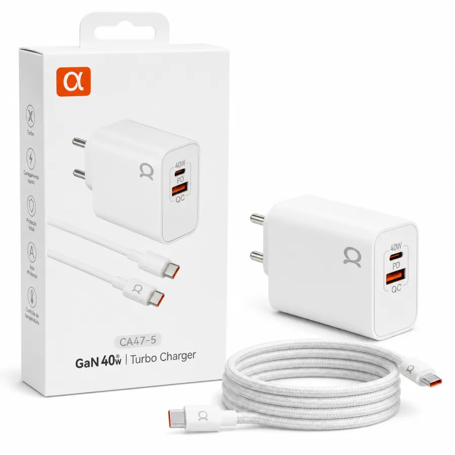 α品牌 GaN 40W 快充充电器 CA47-5，带数据线，适用于多种设备