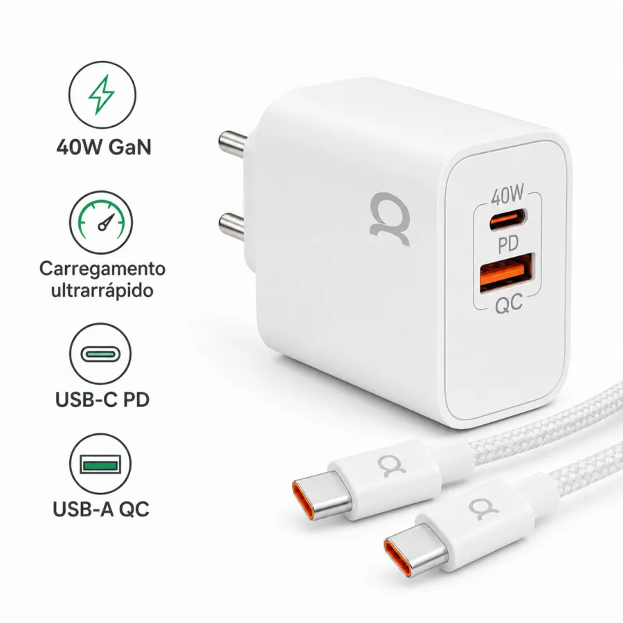 α品牌 GaN 40W 快充充电器 CA47-5，带数据线，适用于多种设备