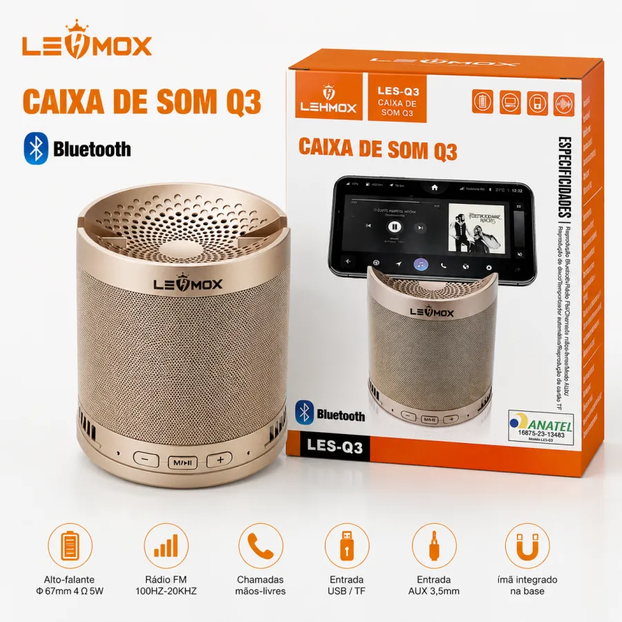 LEHMOX LES-Q3 蓝牙音箱支架，便携设计，高清音质，适合户外使用