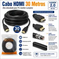 高速度HDMI线，黑色，30米，适用于电视、电脑、游戏机