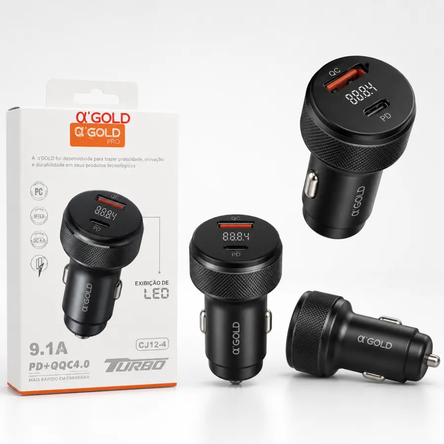 车载充电器 α GOLD PRO 9.1A PD+QC4.0 LED显示