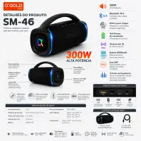 αGOLD PRO 蓝牙音箱 SM-46 300W 高音质 IPX6 防水 8小时续航
