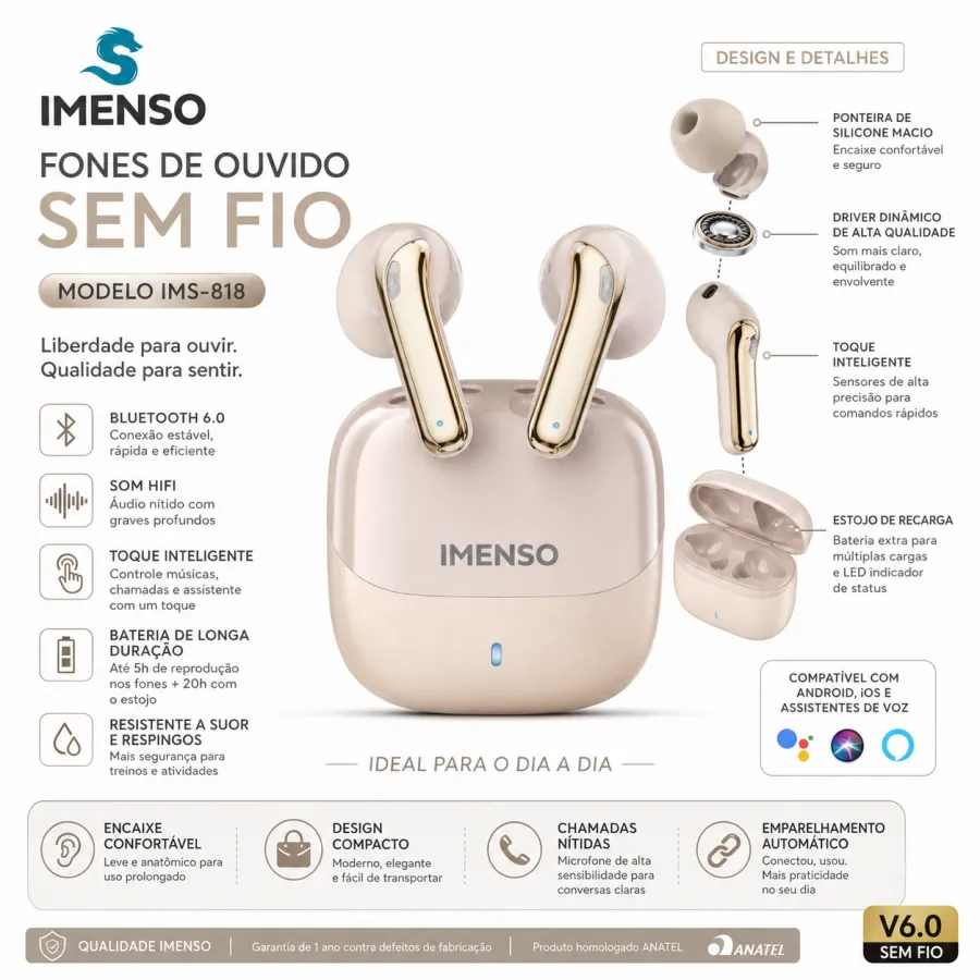 IMENSO IMS-818 无线耳机 V6.0 时尚设计 佩戴舒适