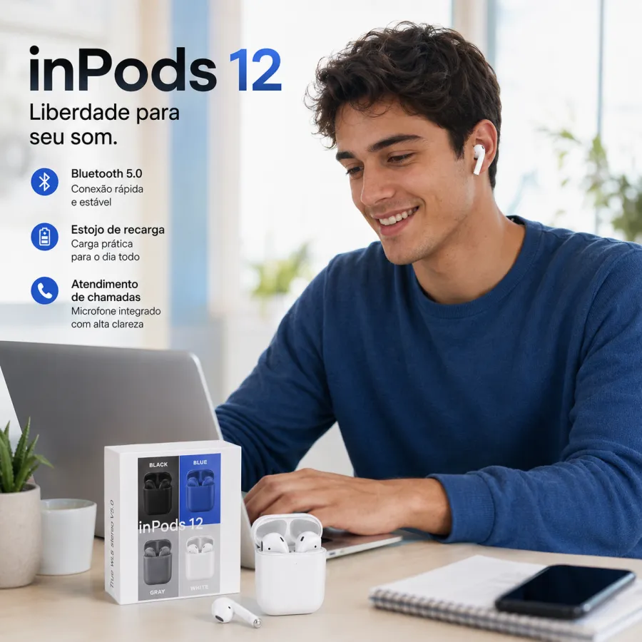 inPods 12 蓝牙耳机，V5.0，黑色/蓝色/灰色/白色可选，真无线立体声